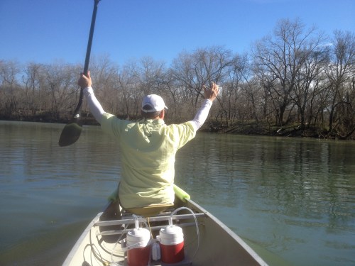 At the confluence of the San Marcos and Guadalupe Rivers. Finally!