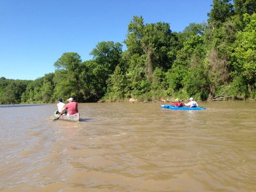 My son Jonathan (red shirt) and Bob pulling ahead.