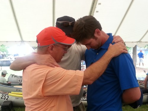 Praying with Jay and Bob.