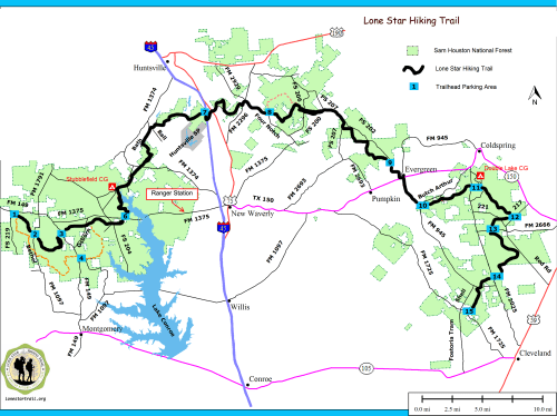 Lone Start Hiking Trail Overview Map