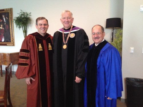 With Dr. Robert Sloan, HBU President, and Dr. Steven Jones.